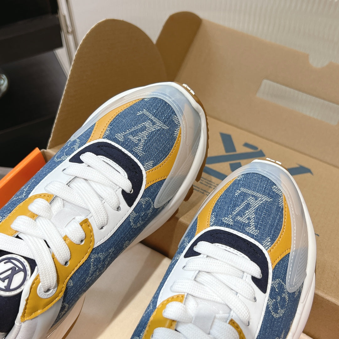 LV Run 55 Sneaker 50mm Blue Orange Monogram Jacquard Fabric