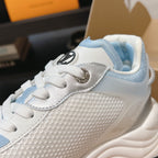 LV Run 55 Sneaker 50mm White Light Blue Polyester Mesh Fabric