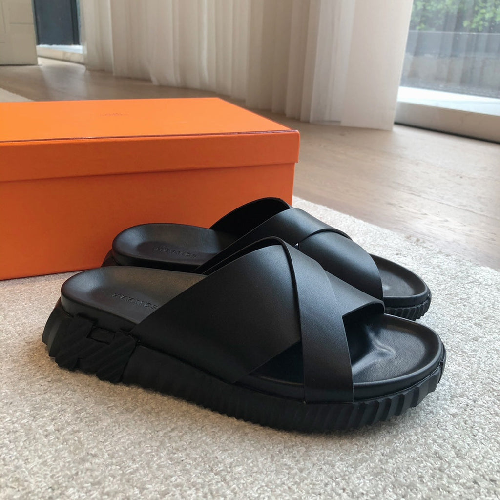 HM INFRA SANDAL BLACK CALFSKIN