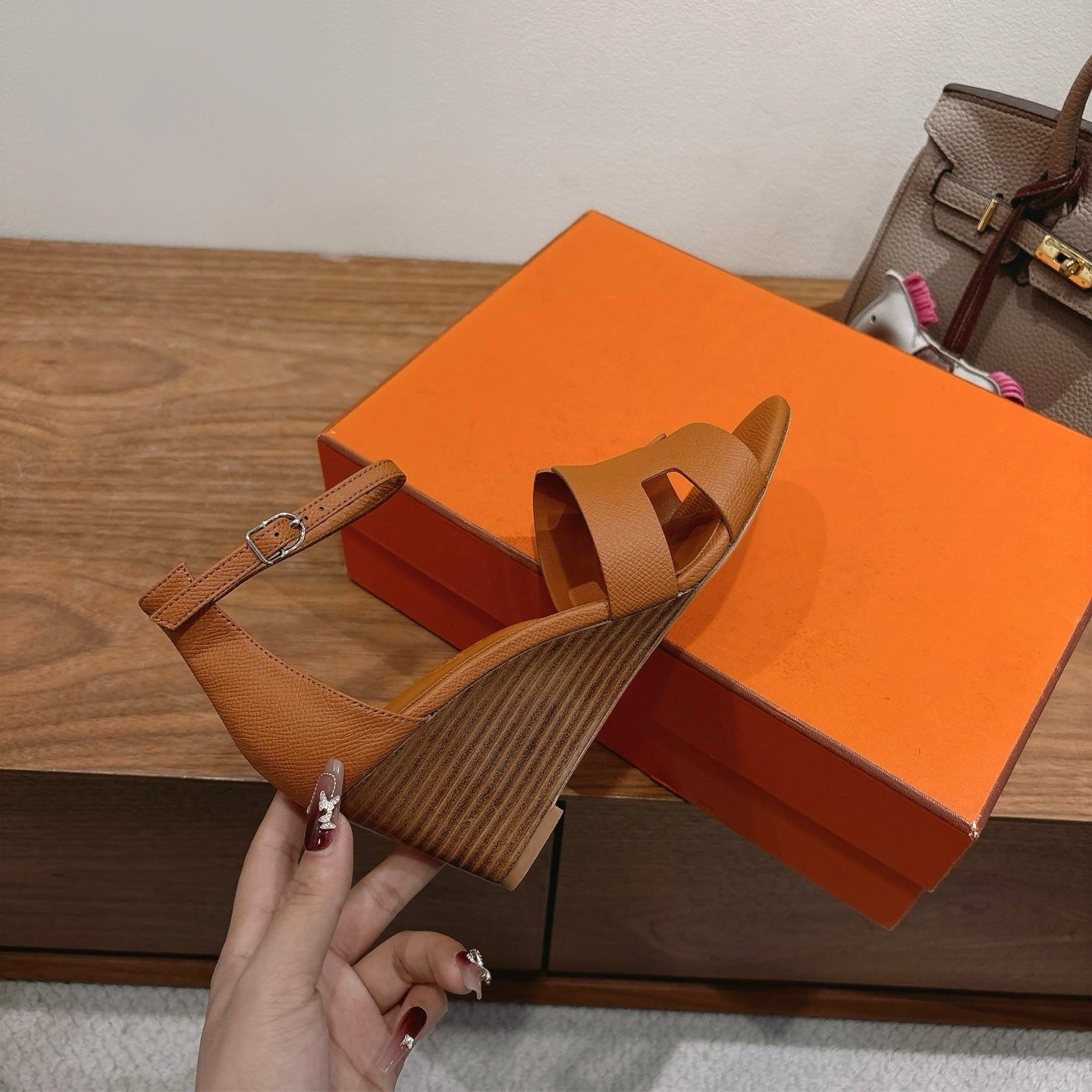 HM Encens Sandal 50mm Brown Calfskin 429014