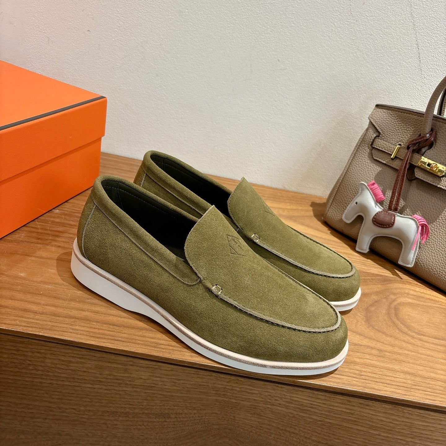 HM Impact Loafers Olive Green Suede 526169