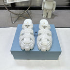Prada Monolith Sandals 55mm White Raffia Cowhide 564335