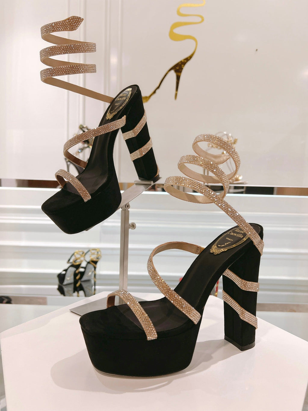 RC 25C Platform Black Gold Imported Velvet Swarovski Crystal 339482