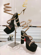 RC 25C Platform Black Gold Imported Velvet Swarovski Crystal 339482