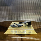 RC Gold Buckle Pearl Crystal Lamp Pendant Sandals 4.5 Black Sheepskin 175004