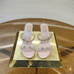 RC 25 Butterfly Flower Thick Heel Sandals Pink Sheepskin 242921