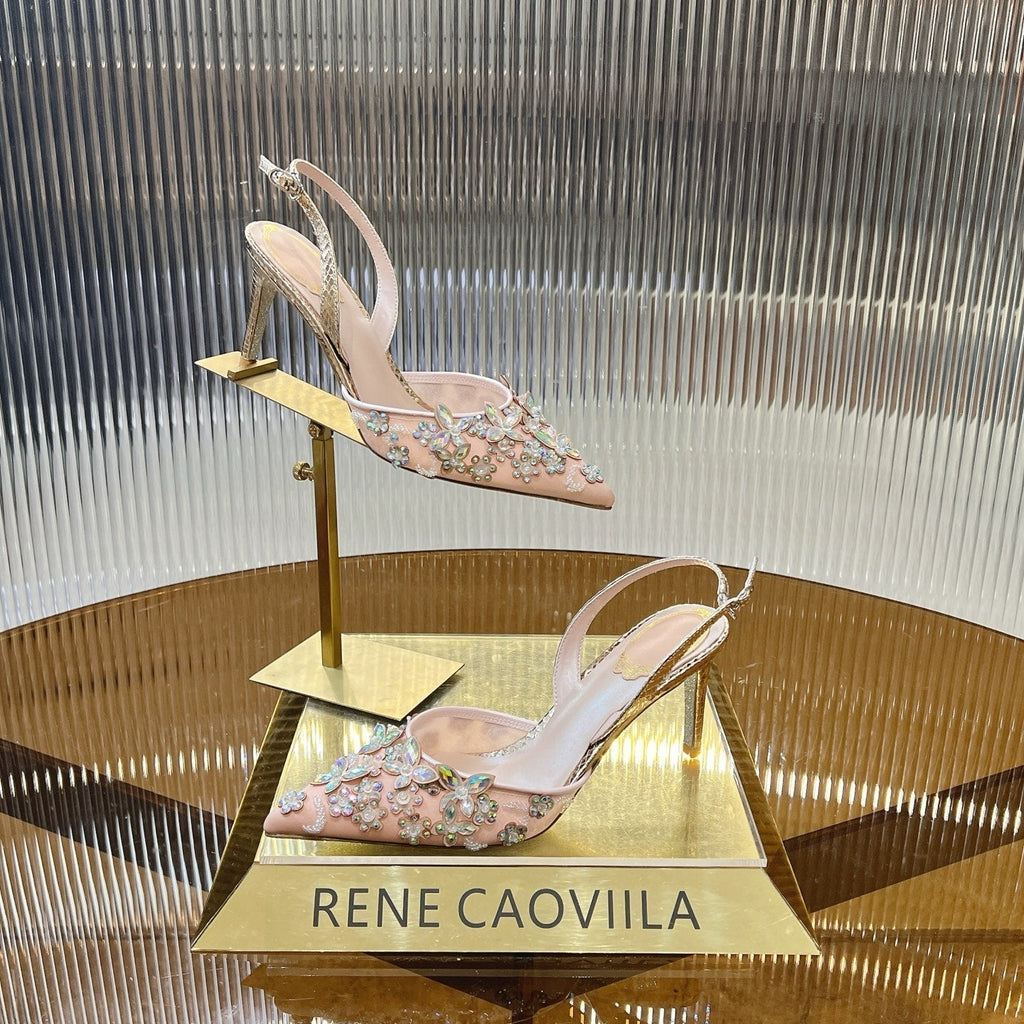 RC 25 Butterfly Flower Thick Heel Pink Sheepskin 242923
