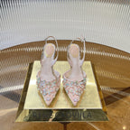 RC 25 Butterfly Flower Thick Heel Pink Sheepskin 242923