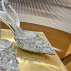 RC 25 Butterfly Flower Thick Heel White Sheepskin 242924