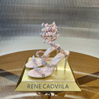 RC 25C Butterfly Flower High Heels Sandals Pink Sheepskin Rhinestone 281974