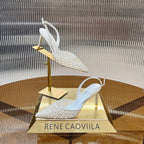 RC Slingback Shoe 7.5cm White Rhinestone Sheepskin 281985