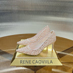 RC Scarpin Shoe 7.5cm Pink Rhinestone Sheepskin 281988