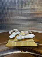 RC 25C Thong Diamond Flat Sandals White Silk Rhinestone 275772