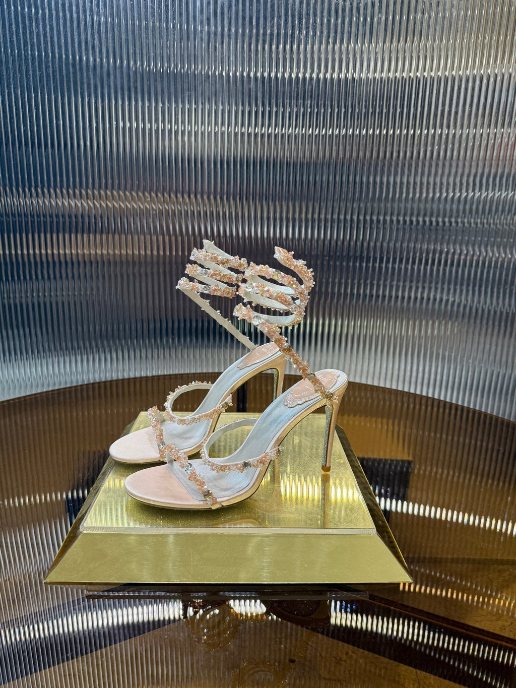RC 25C Crystal Diamond Sandals Pink Sheepskin Rhinestone 275778
