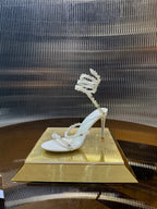 RC 25C Crystal Diamond Sandals White Sheepskin Rhinestone 275780