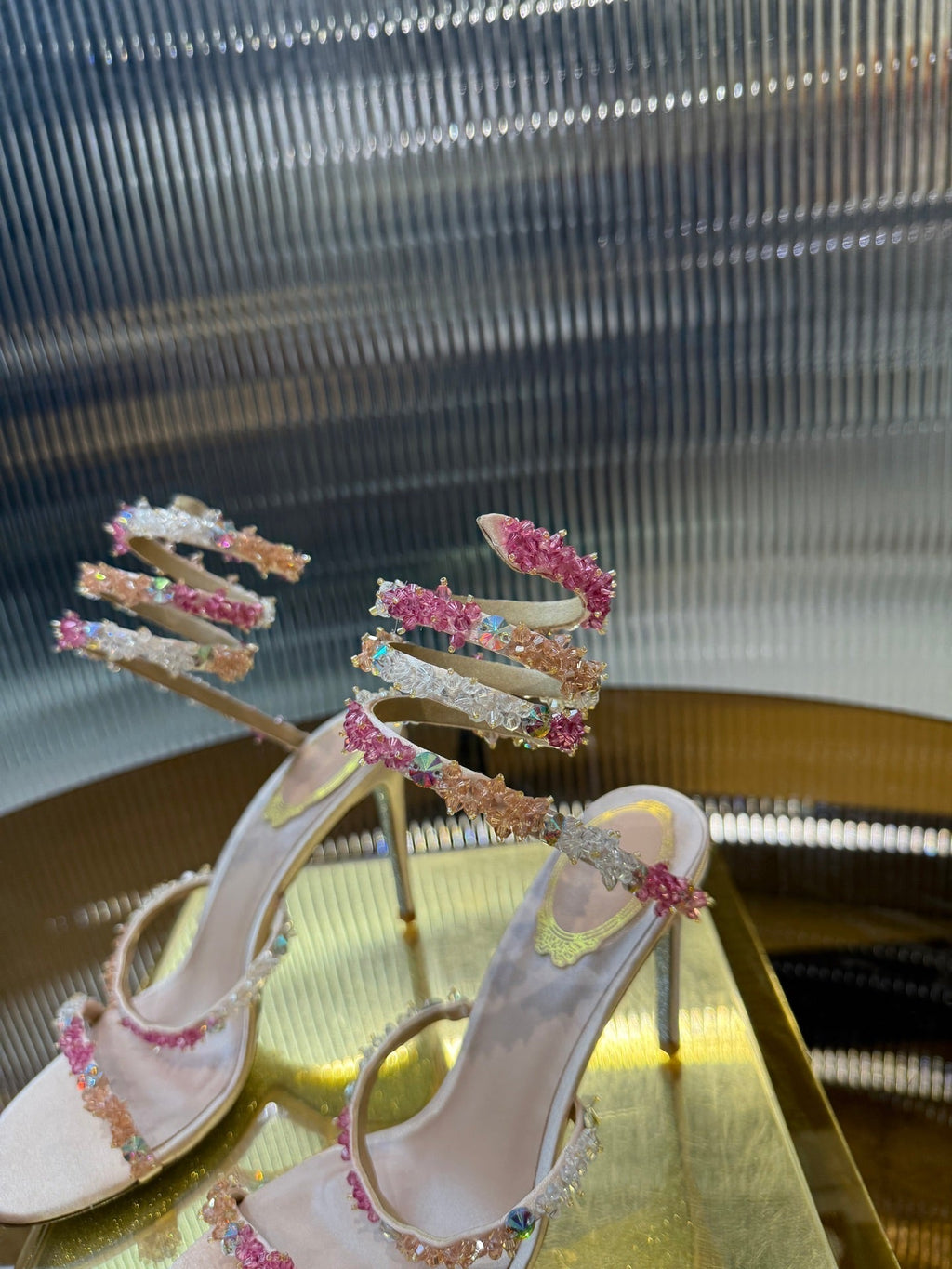 RC 25C Multicolor Diamond Sandals Pink Sheepskin Rhinestone 275781