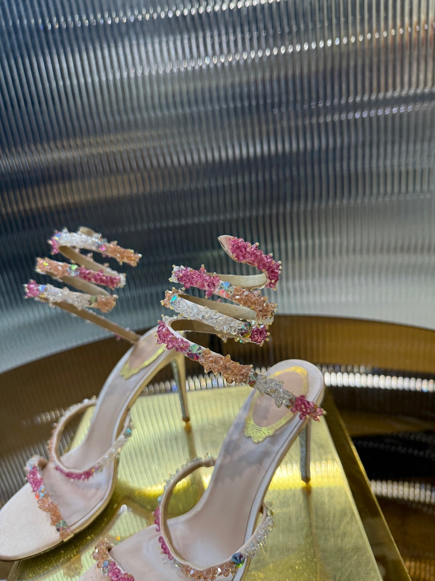RC 25C Multicolor Diamond Sandals Pink Sheepskin Rhinestone 275781