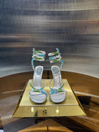 RC 25C Multicolor Diamond Sandals Silver Sheepskin Rhinestone 275782