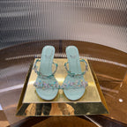 RC 25C Butterfly Flower Slippers Green Sheepskin Rhinestones 310657