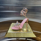 RC 25C Butterfly Sandals Pink Silk Swarovski Crystal Diamond 339484