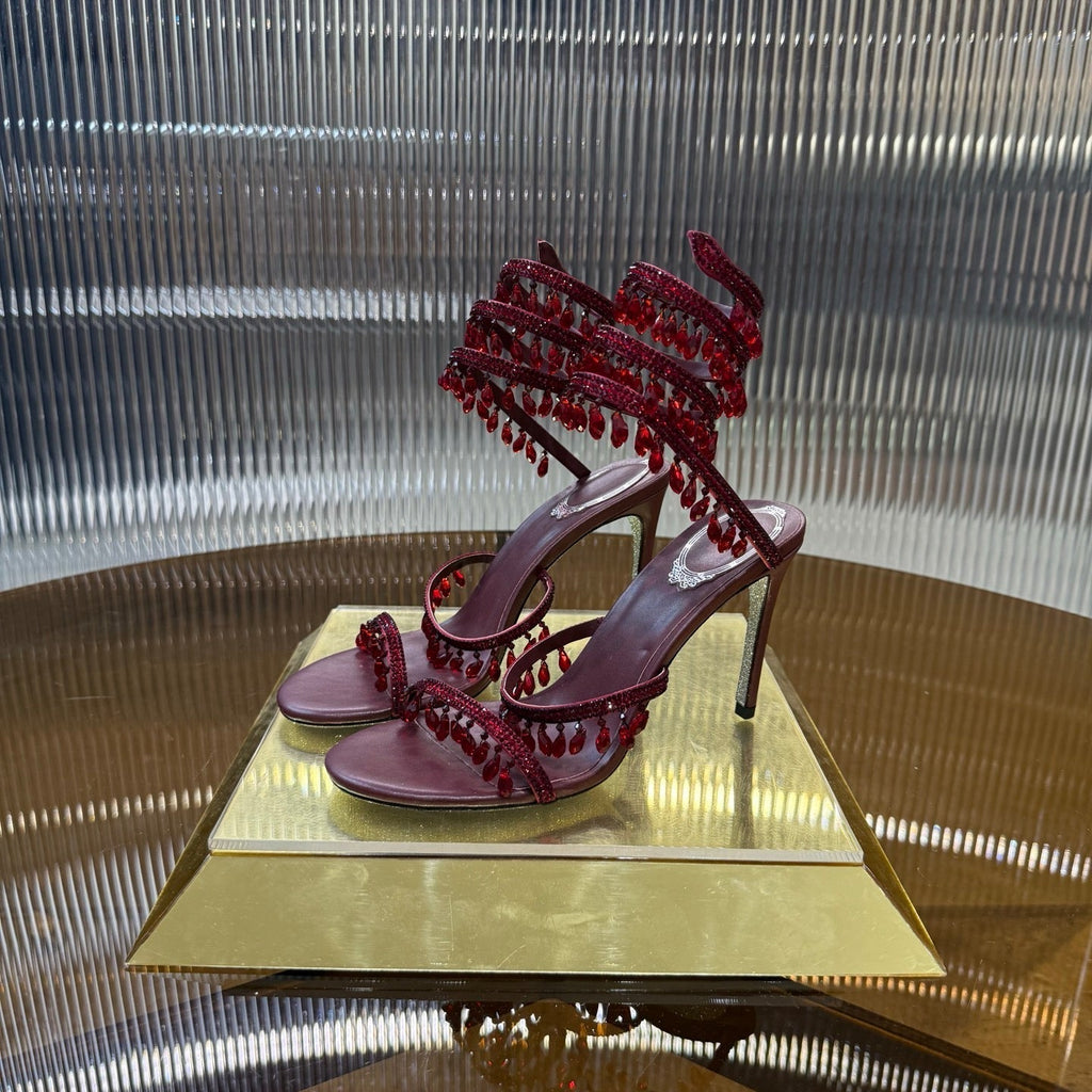 RC 25C Crystal Diamond Sandals Red Sheepskin 339493