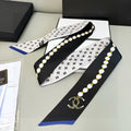 CC  Twilly Mini Star 120cm Black White Blue Mulberry Silk 935261