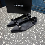 CC 25s Métiers d’art Ballet flats 10mm Black Silk Satin 423792