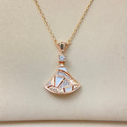 BVL Camouflage Necklace White Mop Diamond Pink Gold