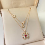 BVL Flower Pink White Diamond Windmill Necklace