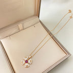 BVL Flower Pink White Diamond Windmill Necklace