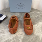 Pra 26s Ballet Flat Brown Leather Fabric 635154