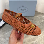 Pra 26s Ballet Flat Brown Leather Fabric 635154