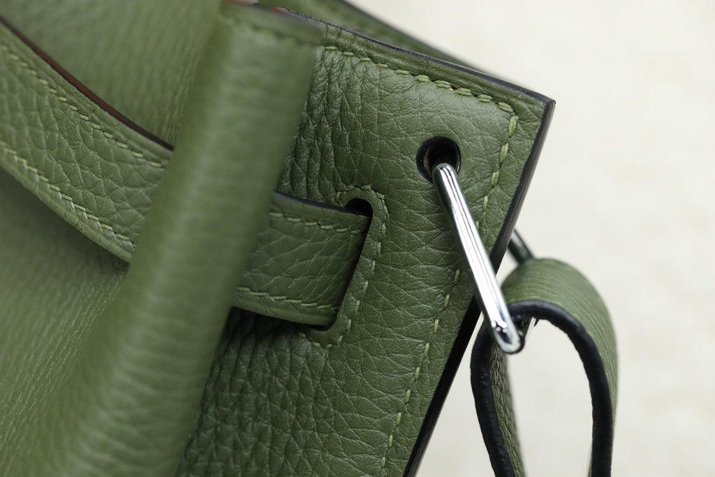 HM So Kelly Shoulder Bag 22cm Green Cowhide 284529