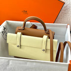 HM Kelly Doll Bag 18cm Light Blue Brown EpsomLeather 284557