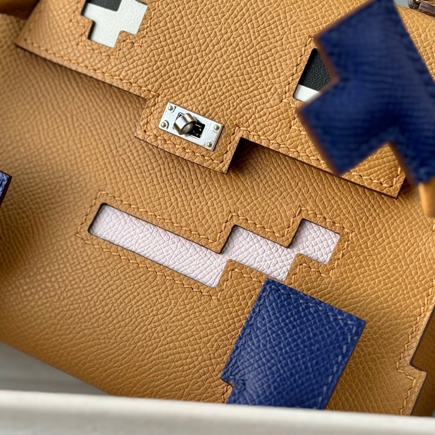 HM Kelly Doll Bag 18cm Brown Blue EpsomLeather 284567