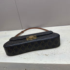 LOLA BAGUETTE BAG 28 IN DARK BROWN MONOGRAM CANVAS AND CALFSKIN