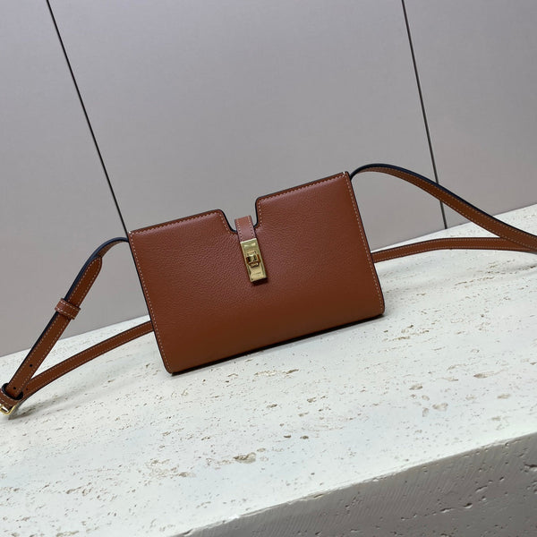 MINI 18 STRAP POCHETTE IN BRONZE BROWNN SUPPLE CALFSKIN