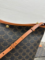 Celine Soft Shopper Bag in Triomphe Brown Black Canvas and Calfskin