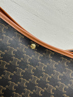 Celine Soft Shopper Bag in Triomphe Brown Black Canvas and Calfskin