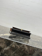 Celin Duo Wallet On Strap Triomphe Brown Black Canvas and Calfskin