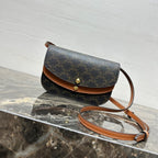 Celin Duo Wallet On Strap Triomphe Brown Black Canvas and Calfskin