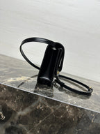 Celin Duo Wallet On Strap Triomphe Black Calfskin