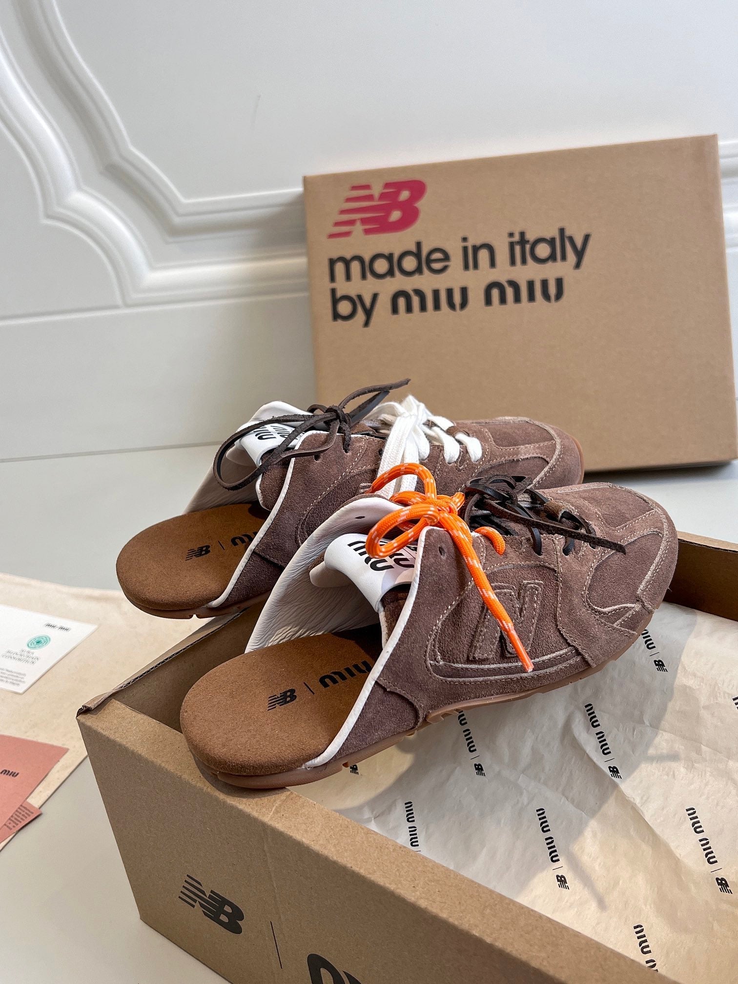 Miu x NB 530 SL Mules Dark Brown Suede Leather 642516