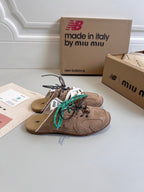Miu x NB 530 SL Mules Light Brown Suede Leather 642517