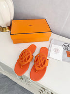 HM 26ss Pig-Nose Slipper Orange Leather 605908