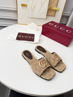 GG 2026 Early Spring Mule Beige Canvas Sheepskin 688514