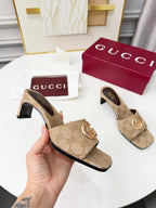 GG 2026 Early Spring Sandals Beige Canvas Sheepskin 688526