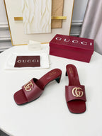 GG 2026 Early Spring Sandals Burgundy Sheepskin 688531