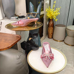 Jimmy 26s Crystal Slipper 45 Pink Silk Satin Cowhide 596341