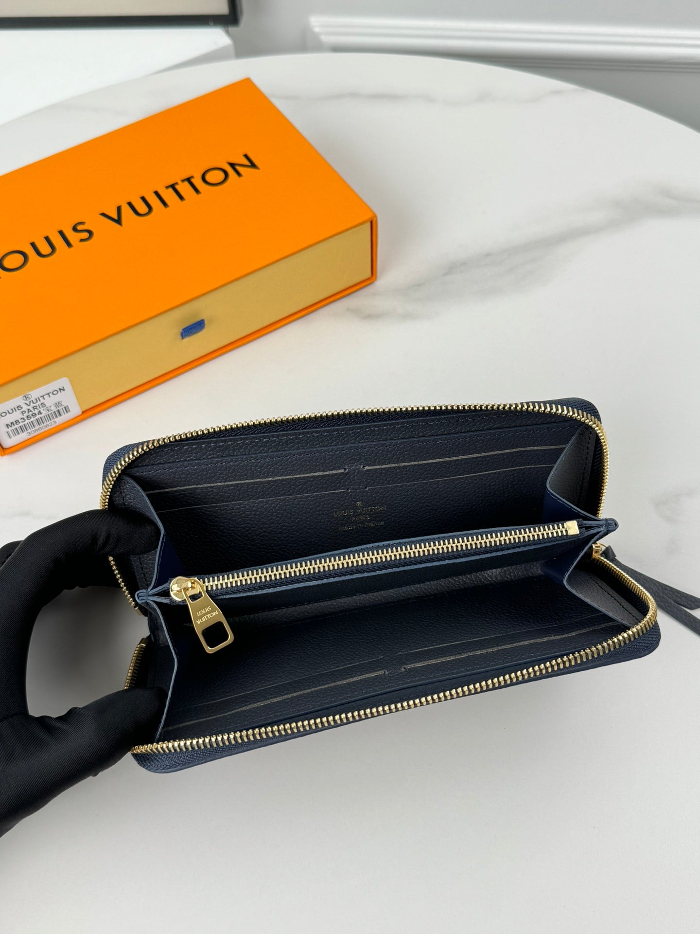 LV Clemence Wallet Black Beige Monogram Empreinte Leather 221542